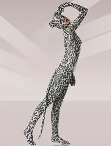 Morph Suit Leopard Cosplay Lycra Spandex Fabric Catsuit with Eyes and Mouth Opened Unisex Body Suit #408176