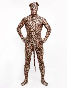 Morph Suit Leopard Style Zentai Suit Lycra Spandex Bodysuit with Eyes & Mouth Opened #402883
