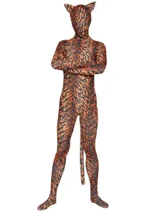 Tiger Style Animal Costume Lycra Spandex Fabric Zentai Suit Unisex Full Body Suit #410874