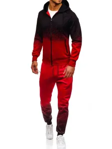 Men's Activewear 2-Piece Long Sleeves Hooded Red #937791
