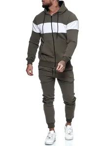 Men's Activewear 2-Piece Long Sleeves Hooded White #935117