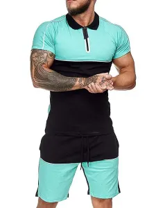 Men's Activewear 2-Piece Short Sleeves Light Sky Blue #935228