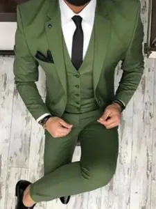 Blazers & Jackets Men's Casual Suits Plaid Business Casual Green Attractive Men's Casual Suits #520474