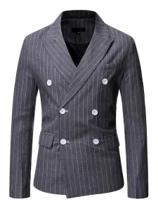 Blazers & Jackets Men's Casual Suits Stripes Business Casual Grey Black Cool Casual Suits For Man