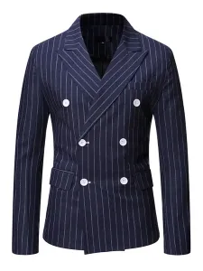 Blazers & Jackets Men's Casual Suits Stripes Business Casual Grey Black Cool Casual Suits For Man #520636