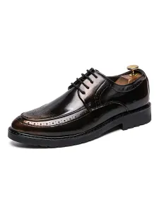 Men's Wedding Dress Derby Formal Shoes Stylish Round Toe Lace Up PU Leather #941003