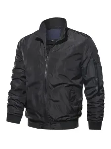 Men Denim Jacket Polyester Modern Stand Collar Long Sleeves Hunter Green Regular Fit Jacket #509348