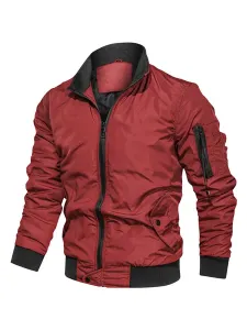Men Denim Jacket Polyester Modern Stand Collar Long Sleeves Hunter Green Regular Fit Jacket #509351