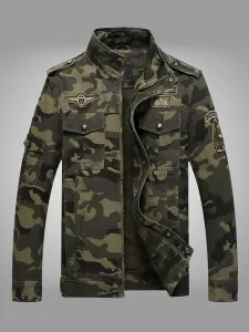 Mens Jacket Camouflage Buttons Polyester Stylish #509265