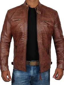 Men Leather Jacket Casual Windbreaker Fall Black Cool Overcoat #520546