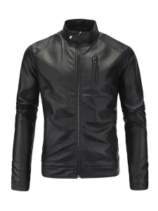 Men Leather Jacket Casual Windbreaker Fall Coffee Brown Cool Winter Coats #520568