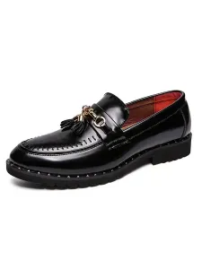 Loafer Shoes For Men Comfy PU Leather Metal Details Slip-On #940814
