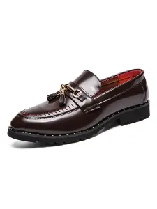 Loafer Shoes For Men Comfy PU Leather Metal Details Slip-On #940821