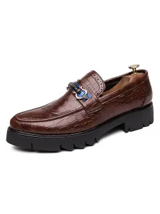 Men's Loafer Shoes Comfy PU Leather Metal Details Slip-On