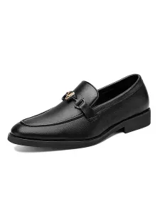 Mens Loafer Shoes Fashion PU Leather Metal Details Slip-On