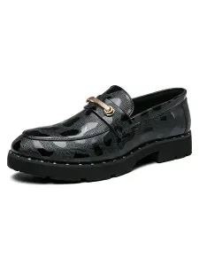 Mens Loafer Slip-On Metal Details Round Toe PU Leather #940750