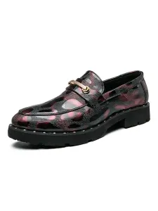 Mens Loafer Slip-On Metal Details Round Toe PU Leather #940758