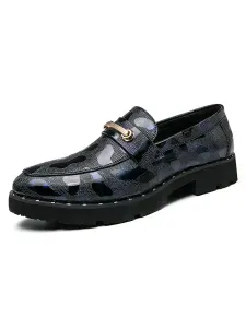 Mens Loafer Slip-On Metal Details Round Toe PU Leather #940766