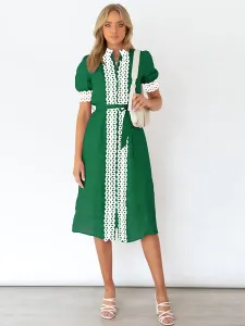 Polyester Casual Short Sleeves Midi Dress #940630