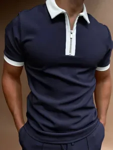 Mens Polo Shirt Short Sleeves Regular Fit Dark Navy Fashion Polo Shirts #509169