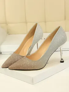 Women's Glitter Stiletto Heel Pumps Evening Prom Shoes #429551