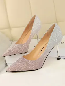 Women's Glitter Stiletto Heel Pumps Evening Prom Shoes #429558