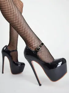 Sexy Heels For Women Stiletto Heel Round Toe PU Leather Red Sky High Heels #929211