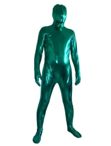 Halloween Dark Green Shiny Metallic Zentai Suit #407380
