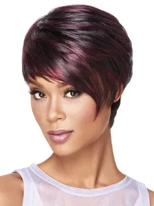 Burgundy Short Wigs Highlighting African American Pixies And Boycuts Layered Women's Synthetic Wigs