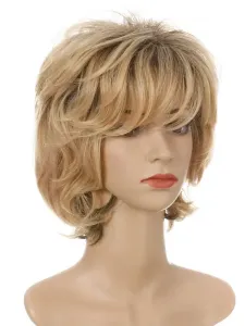 Synthetic Wigs Light Gold Curly Heat-resistant Fiber Tousled Short Women's Short Wig For Women #483812