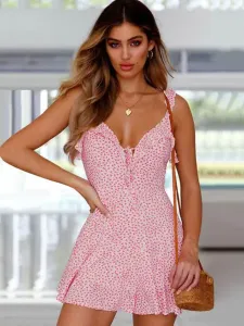 Sexy Summer Dresses Shaping Mini Dress Sleeveless Ruffles Printed Cami Dress For Women Sundress #430301