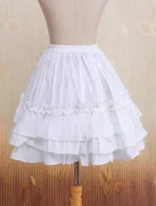 Cotton White Multi-layer Lace Lolita Skirt #407321