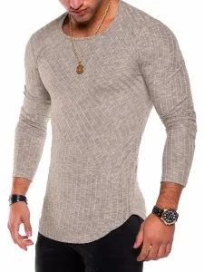 T-shirts Casual Jewel Neck Long Sleeves #484028