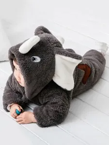 Elephant Kigurumi Pajamas Toddler Grey Onesie Flannel Kids Winter Jumpsuit Carnival onesie pajamas #428213