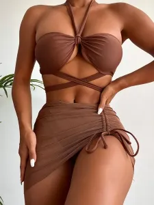 Women Two Piece Swimsuits Red Lace Up Summer Beach Swimwear #934017