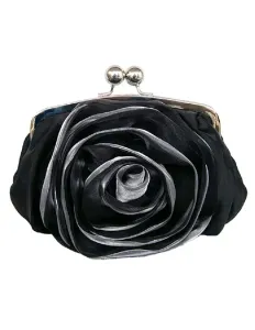 Wedding Clutch Bags Black Rose Flower Clasp Lock Evening Handbags #415966