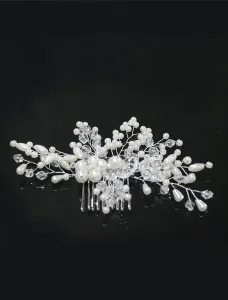 Comb Wedding Headpieces Pearls Branch Beaded Bridal Hair Accessories