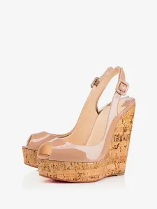 Women's Platform Slingback Wedge Sandals in Patent Leather