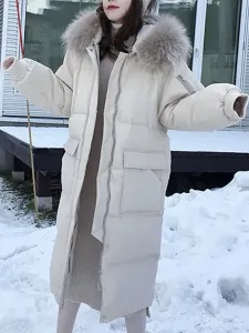 Puffer Coats For Women Ecru White Thicken Winter Outerwear #514390
