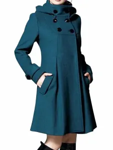 Woman Coat High Collar Long Sleeves Winter Outerwear #525118