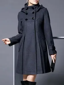 Woman Coat High Collar Long Sleeves Winter Outerwear #525123