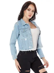 Denim Jacket Long Sleeve Cowboy Spring Outerwear For Women #464663