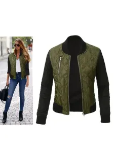 Women Bomber Jacket Stand Collar Quilted Jackets #420996