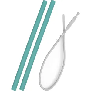 Minikoioi Straw with Cleaning Brush silicone straw with Brush Green 2 pc