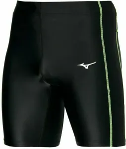 Mizuno Core Mid Tight Black/Neolime XL Running shorts