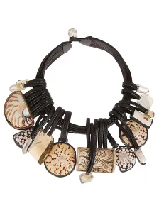 MONIES - Leather Necklace With Pendants