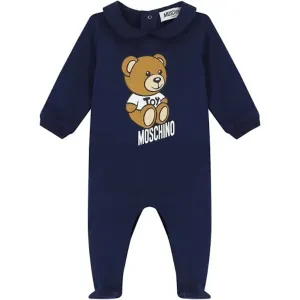 Moschino Baby Boys Teddy Bear Motif Babygrow Navy 3/6m Blue