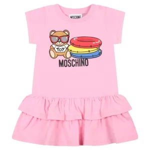 Moschino Baby Girls Bear Logo Dress Pink 6/9m