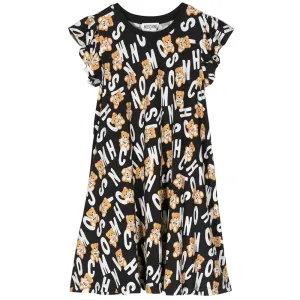Moschino Girls All-over Print Dress Black 8A TOY FUR