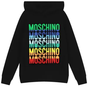 Moschino Boys Multi Logo Hoodie Black 10Y